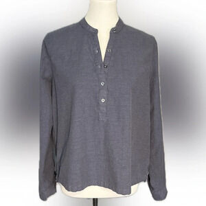 Abercrombie & Fitch 1/2 Button Up Long Sleeve Shirt, Cotton/Elastane Blend, L